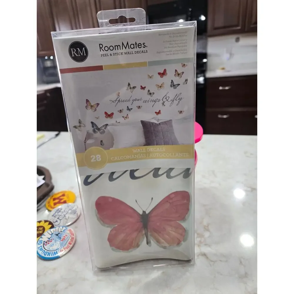 New Room Mates Peel & Stick Butterfly Wall Decals 28 Count 2018 NOS USA